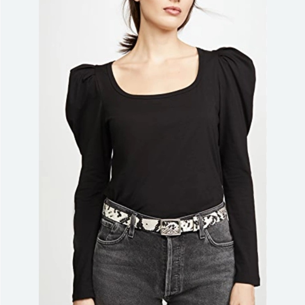 A.L.C. Sewell Puff Sleeve Top Black, Size XS